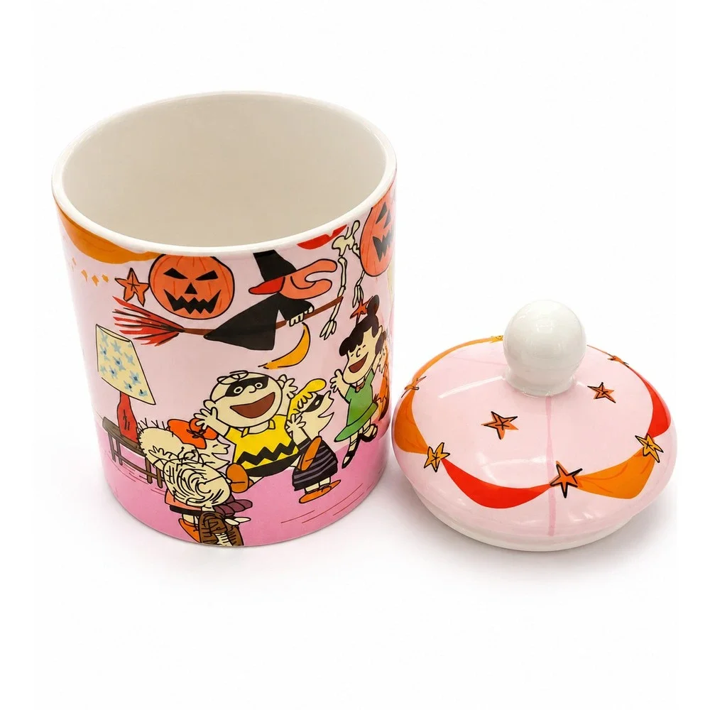 Peanuts Gang Snoopy Pink Halloween Party Ceramic Candy or Cookie Jar Canister